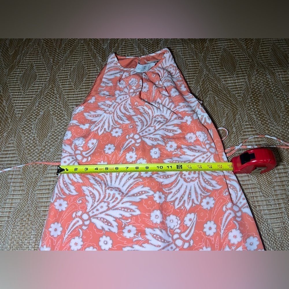 Ann Taylor Loft Coral Paisley Floral Print Lace Trim Halter Dress,Size 0,NWT - Picture 9 of 12